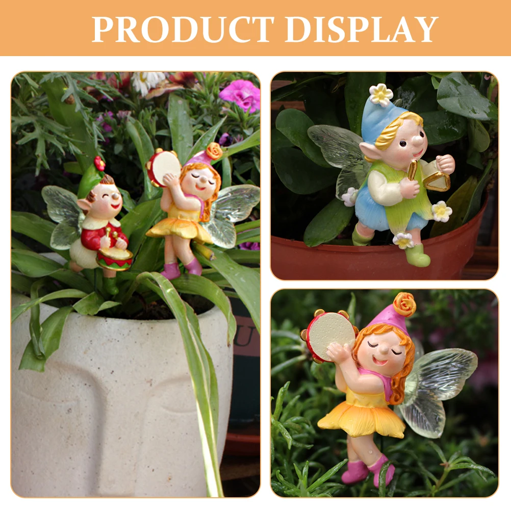 

4 Pcs Angel Resin Fairy Figurines Miniatures Bonsai Potted Plants Decorative Garden Stake Yard Decor Flower Pot Fairies Stakes