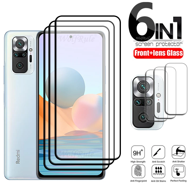 6-in-1 For Redmi Note 10 Pro Glass For Xiaomi Redmi Note 10 11 S Pro 10S Glass Screen Protector For Redmi Note 10 Pro Lens Glass