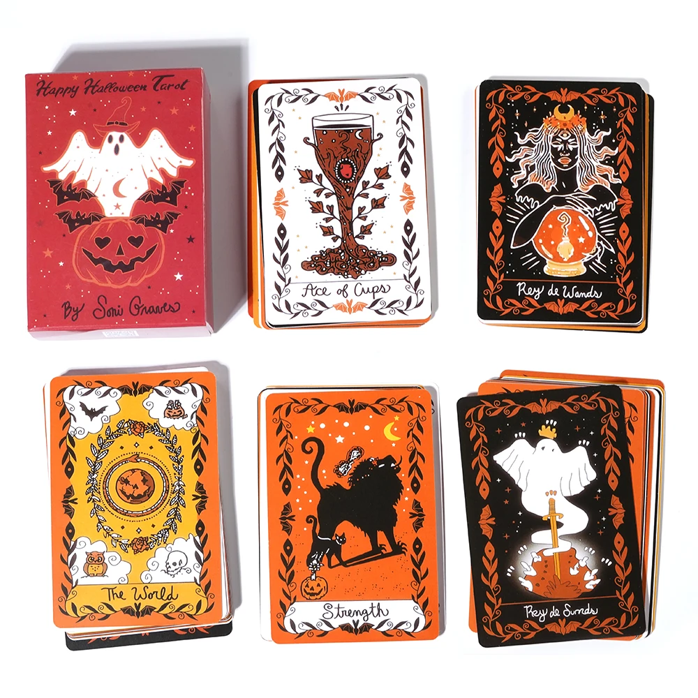 Cartes de Tarot d'halloween 78 complètes, faveur de fête d'halloween, pour débutants, jeu de Divination, pour raconter la Fortune