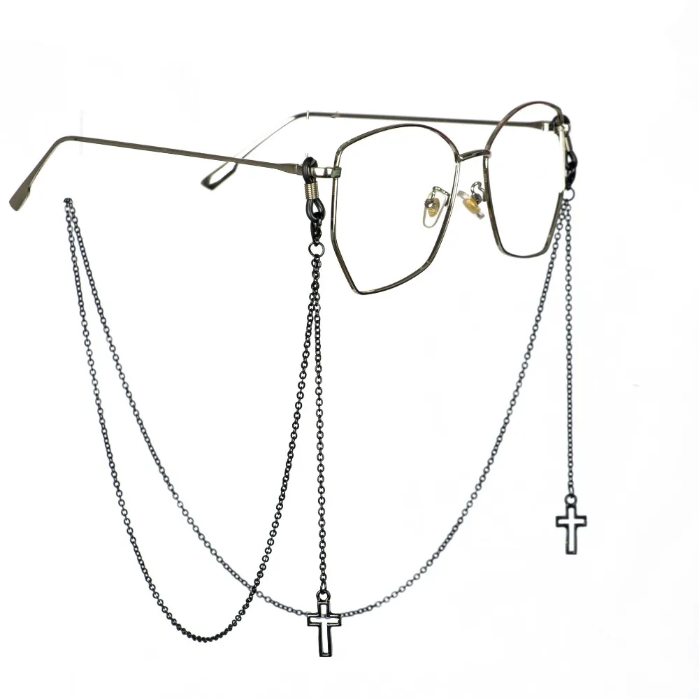 Modische Metall-Kreuzanhänger-Brillenkette Brillenband mit Kreuzanhänger für Damen und Herren