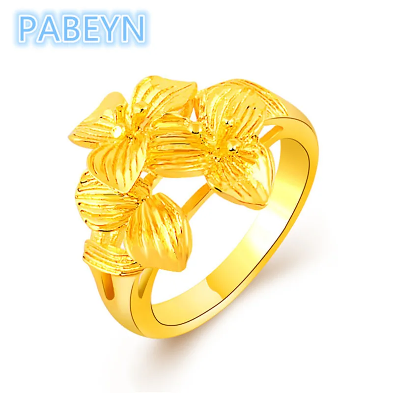 24K Ring Gold Plated Ring Flower Ring Women Glamour Jewelry Gifts