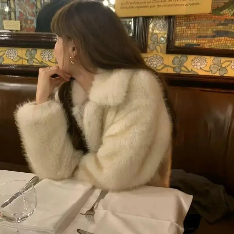 معطف Tagkita ort Plu Fur Jaet بياقة كسول للعام الجديد بوابة الشرق أونصة معطف جلدي صديق للبيئة للتنقل Sle Long Sve Thi... #3