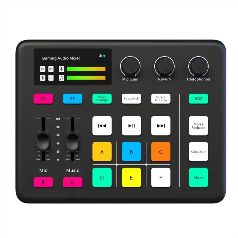 Interfaccia audio con mixer DJ Effetti scheda audio dal vivo e cambio voce Mixer compatibile BT per canto in streaming live 