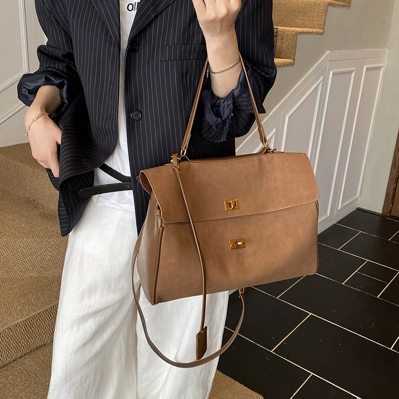 

ST1005 осенне-зимняя матовая сумка в стиле ретро, женская новинка 2025 года, пригородная сумка через плечо, замшевая замшевая ручная сумка-тоут