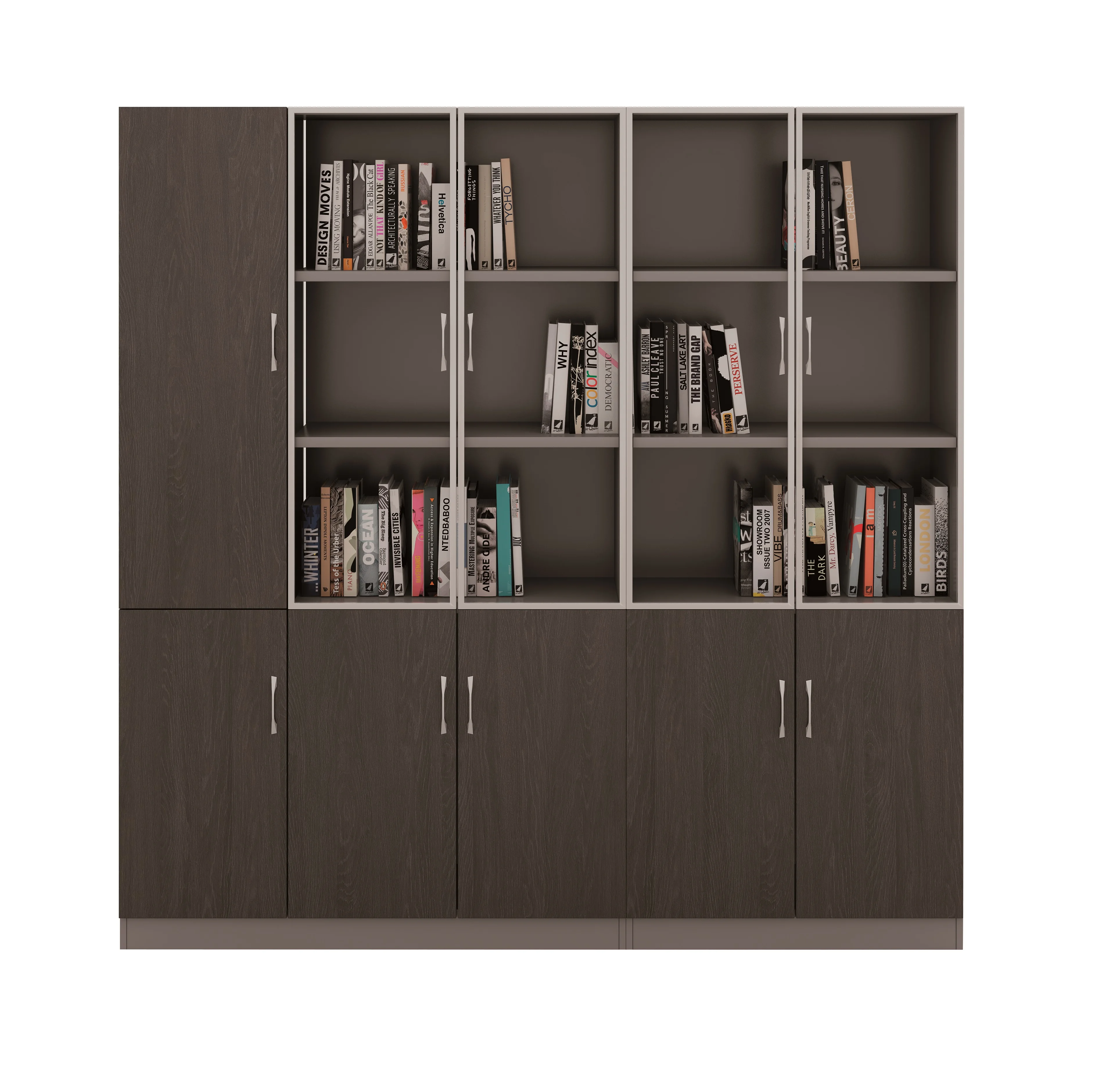 Modern Stylish Bookcase Wood Wall Shelf With Door And Storage