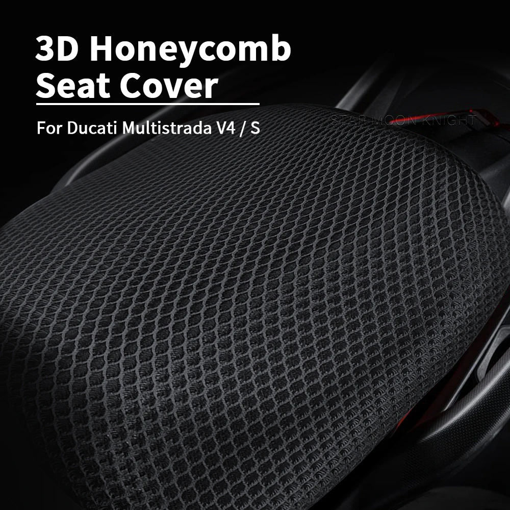 Motorcycle Anti-Slip 3D Mesh Fabric Seat Cover Breathable Waterproof Cushion For Ducati Multistrada V4 S V4S 2021 2022 2023 -