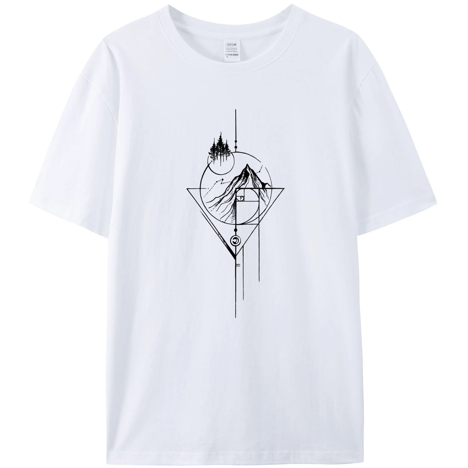 白い半袖Tシャツ,綿100%,楽しいグラフィック,屋外,自然,夏,180gms