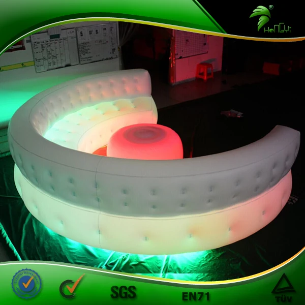 Cómodo sofá inflable de forma redonda, salón inflable con luz Led, silla de iluminación inflable gigante