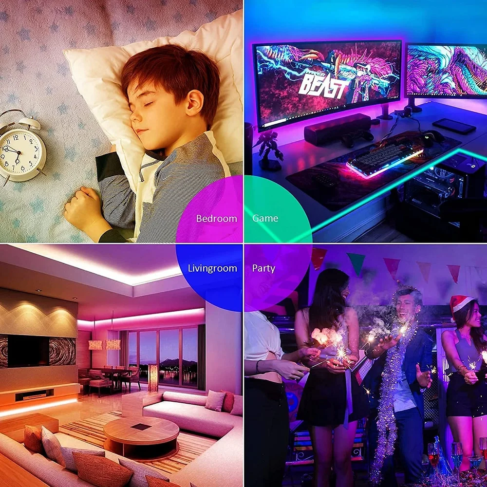 LED Strip Lights RGB Neon Light 5V USB Bluetooth Room Decor 5050 Tape for Screen TV Backlight Lamp App Control Bedroom Luces LED