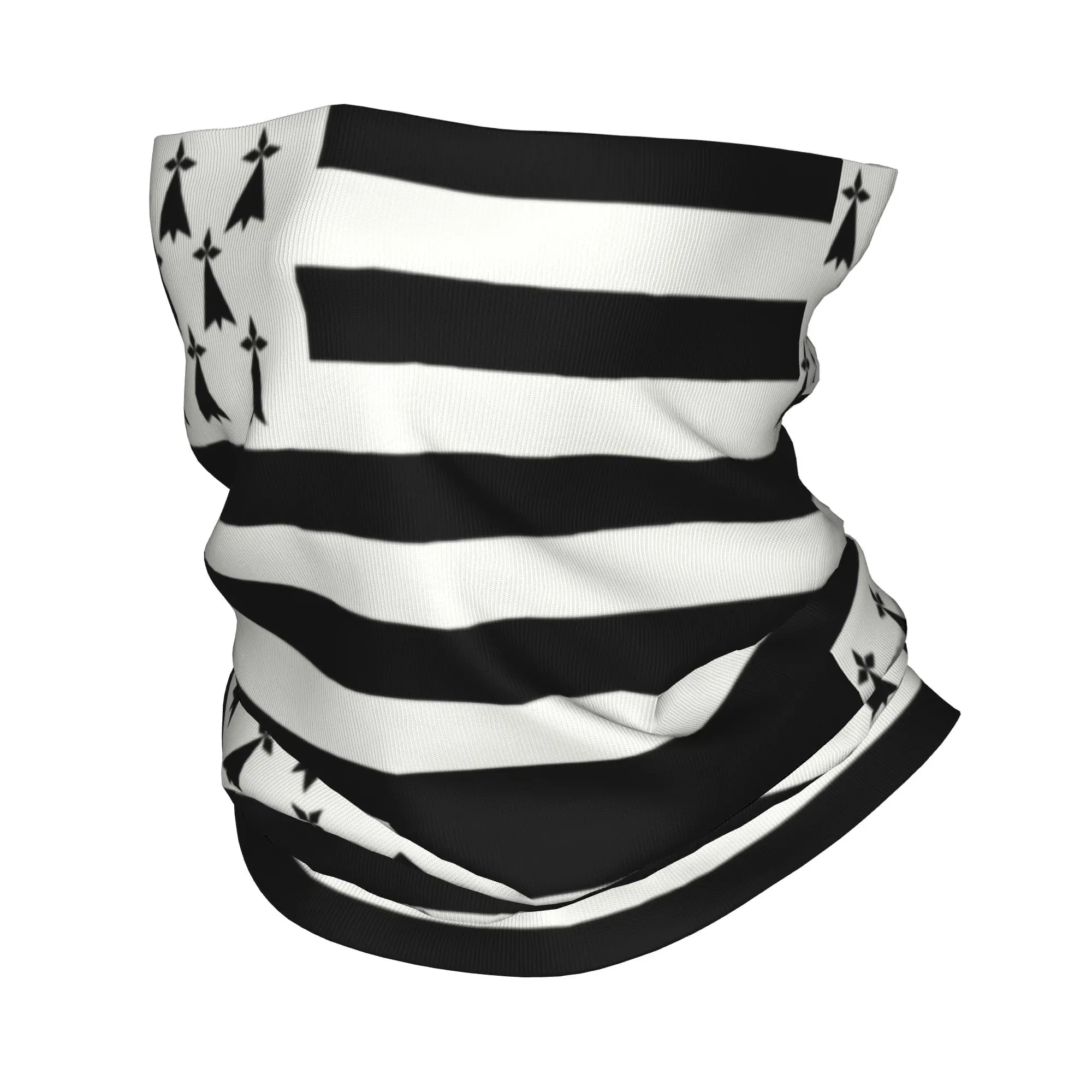 Custom Flag of Brittany Neck Gaiter Women Men Windproof Winter France Region Sign Identity Nation Bandana Scarf for Ski