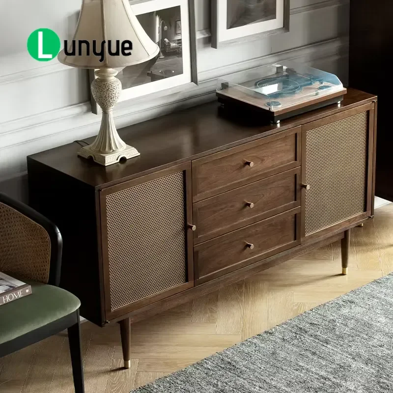 Wooden TV Cabinet for Living Room Simple Corner Storage Unit with Drawers Modern Media Console Furniture Set Space Saving