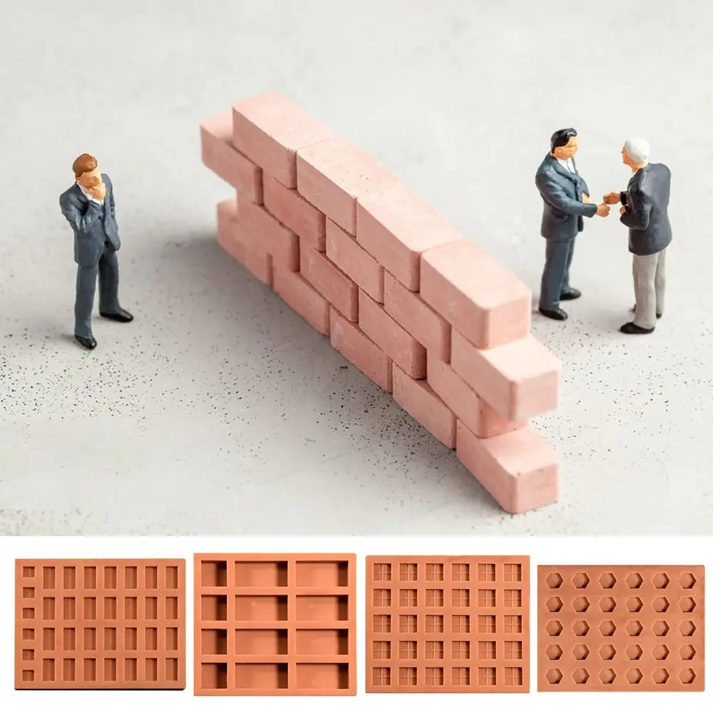 Red Mini Brick Silicone Mold Silicone Construction Material Tile Model Mould Building Making Handmade House Miniature Brick Mold