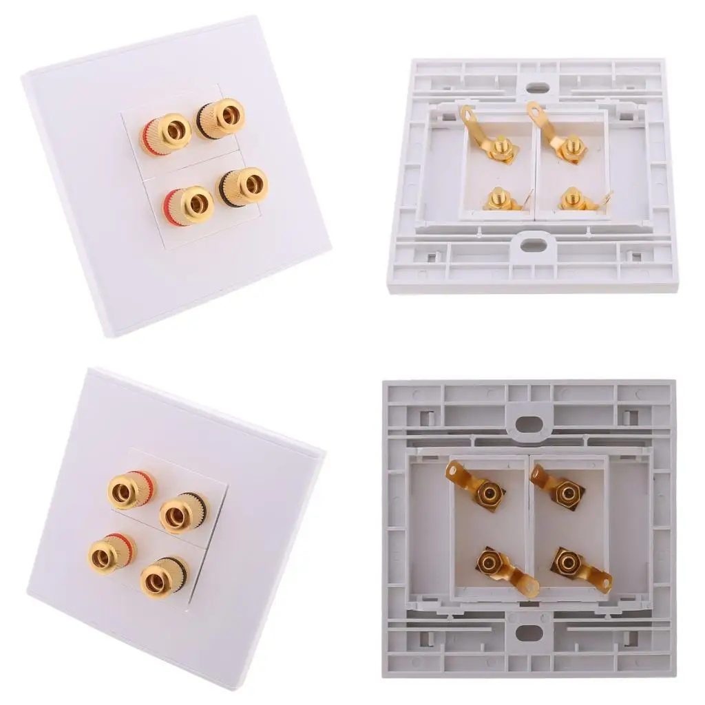 Banana Binding Post Two-Port Inset Wall Plate Speaker Hifi Sound Faceplate