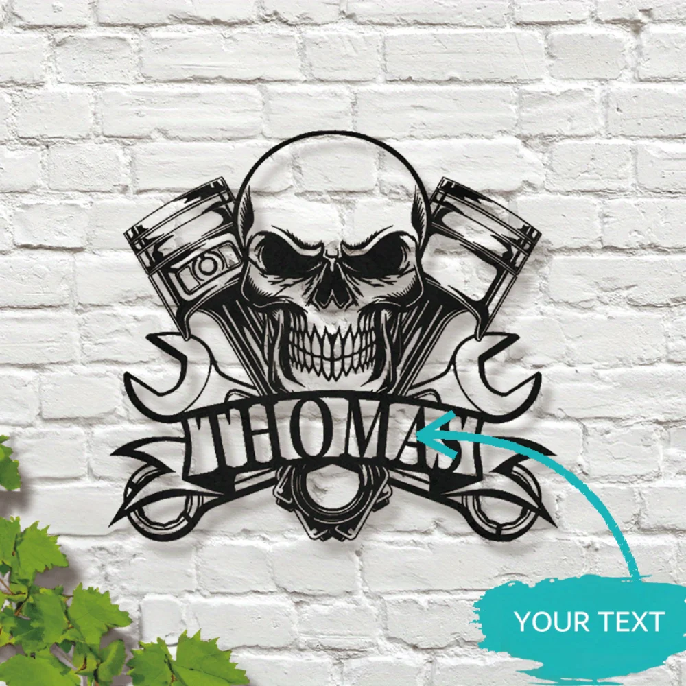 

Unique Tailored Metal Wall Art Skull themed Mechanic Tool Repair Sign Ideal for Workshop Decor Power free Customer Favorite