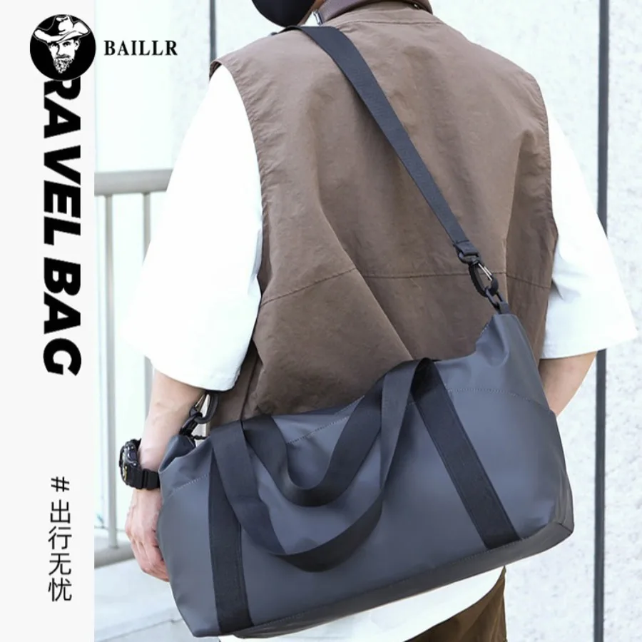 

【Новый стиль】Высококачественная однотонная дорожная сумка большой вместимости, мужская деловая сумка для багажа, многофункциональная сумка нового стиля на одно плечо.