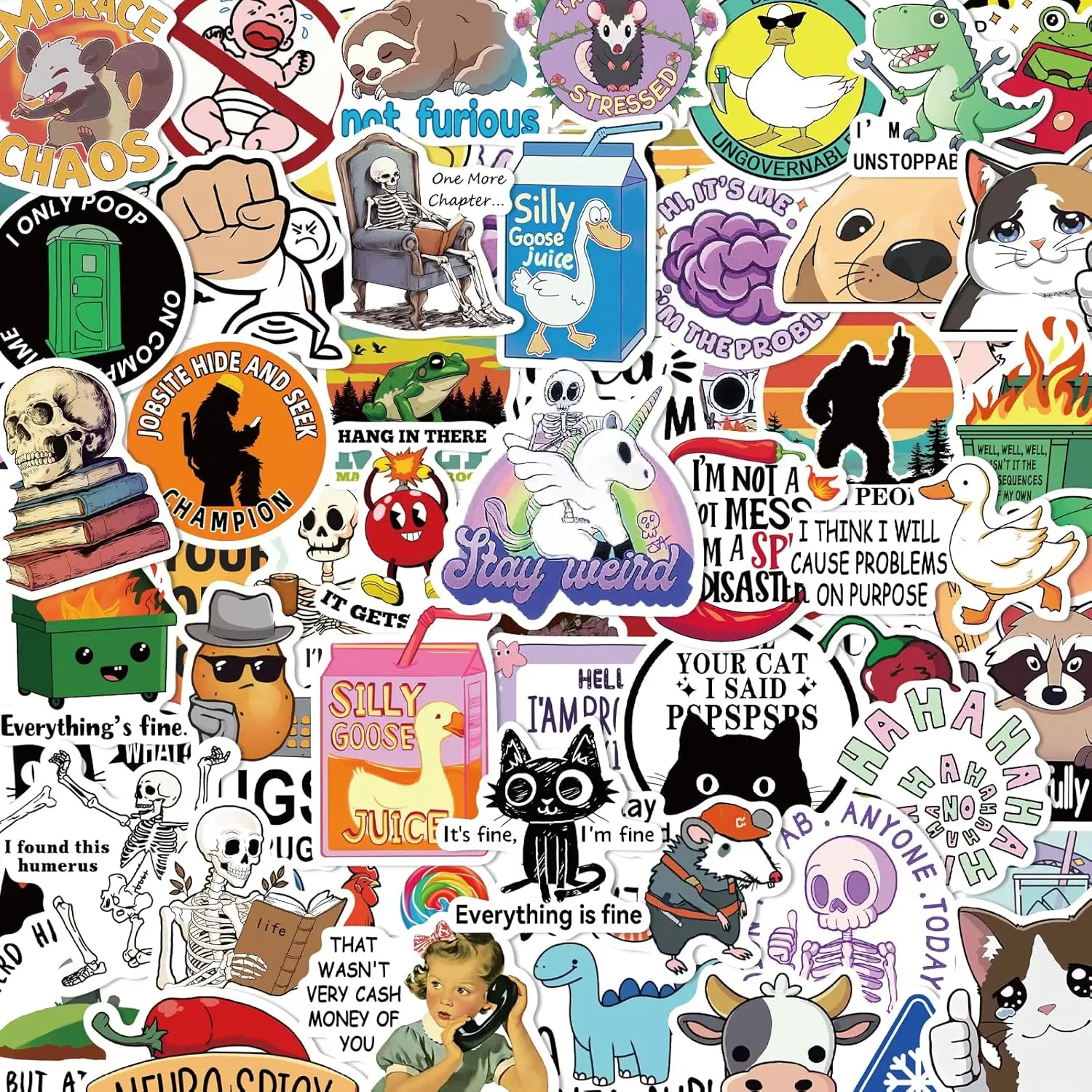 

300 Pcs Holographic Funny Stickers for Adults Pack - Sarcastic, Waterproof Vinyl Stickers for Water