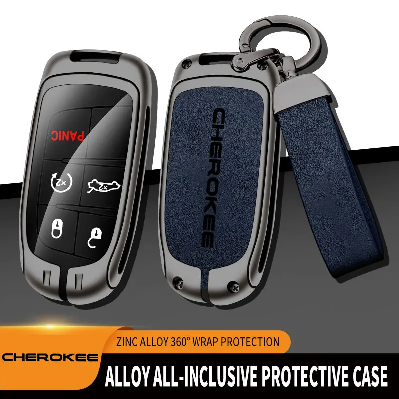 Zinc Alloy Car Key Case Cover Shell Fob For Jeep Cherokee Remote Control Protector For JEEP CHEROKEE Key Cover Auto Accessories