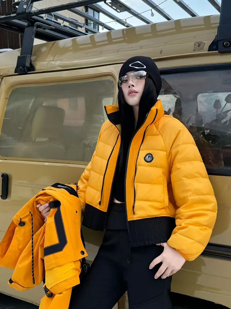 Chaqueta con capucha y forro interior extraíble para mujer, chaqueta acolchada gruesa y cálida de dos piezas, prendas de vestir Parker de plumón de pato blanco para invierno