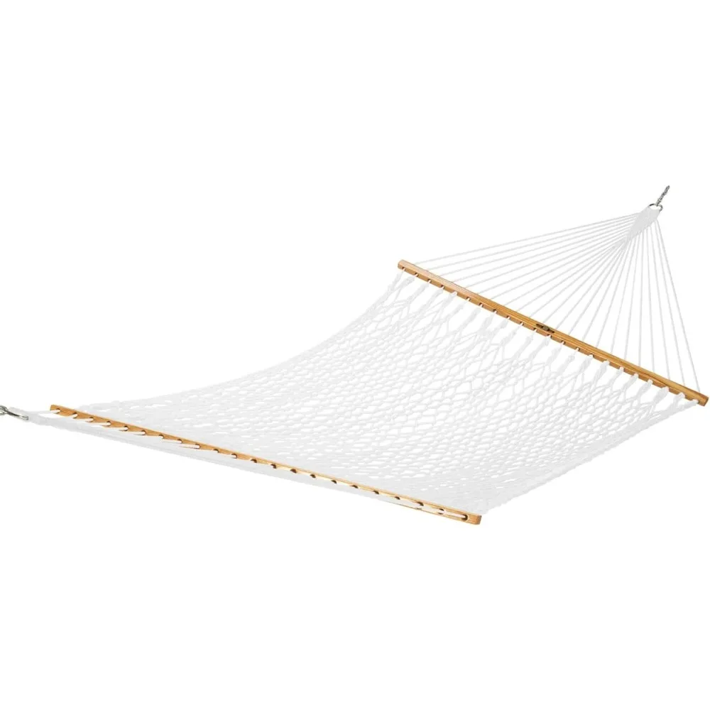 Deluxe White DURACORD Rope Hammock with Free Extension Chains & Tree Hooks, 450 LB Weight Capacity, 13 Ft. X 60 in.