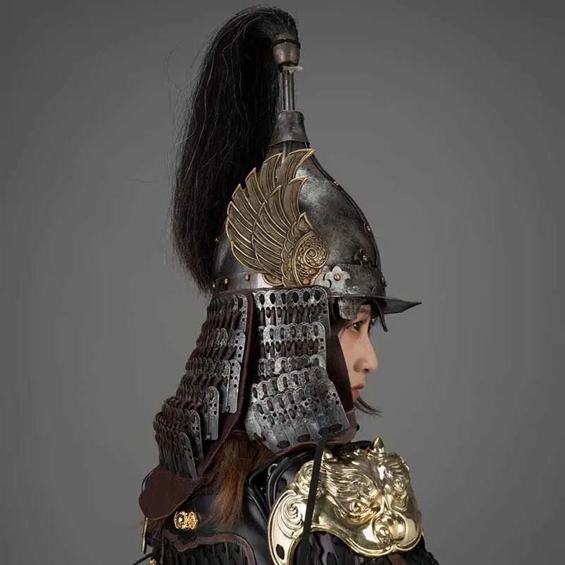 Ancient High-domed Four-lobed Riveted Stainless Steel Helmet Samurai Armor Accessories Helmet Cold-rolled Steel Plate Helmet