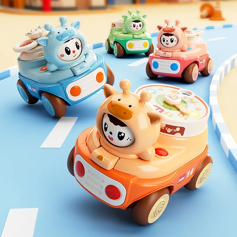 Inertial Toy Car Press Forward Mode Face-changing Train with Whistle ABS Material Fall-resistant Cartoon Car Gift for Kids