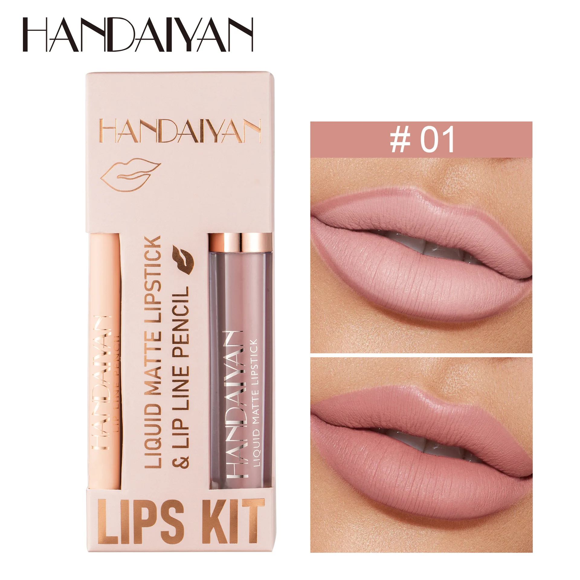 Handaiyan 12 Kleuren Vloeibare Lippenstift En Lipliner Potlood Kits Matte Lipgloss Lipliner Sets Make-Up Voor Vrouwen Schoonheid Lippenstift