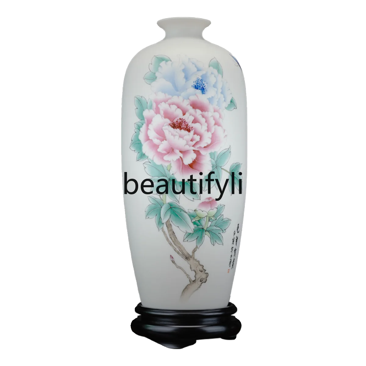 

Suet jade ceramic hand-painted medium-life vase vase ornament, flower arrangement Chinese classical home decoration