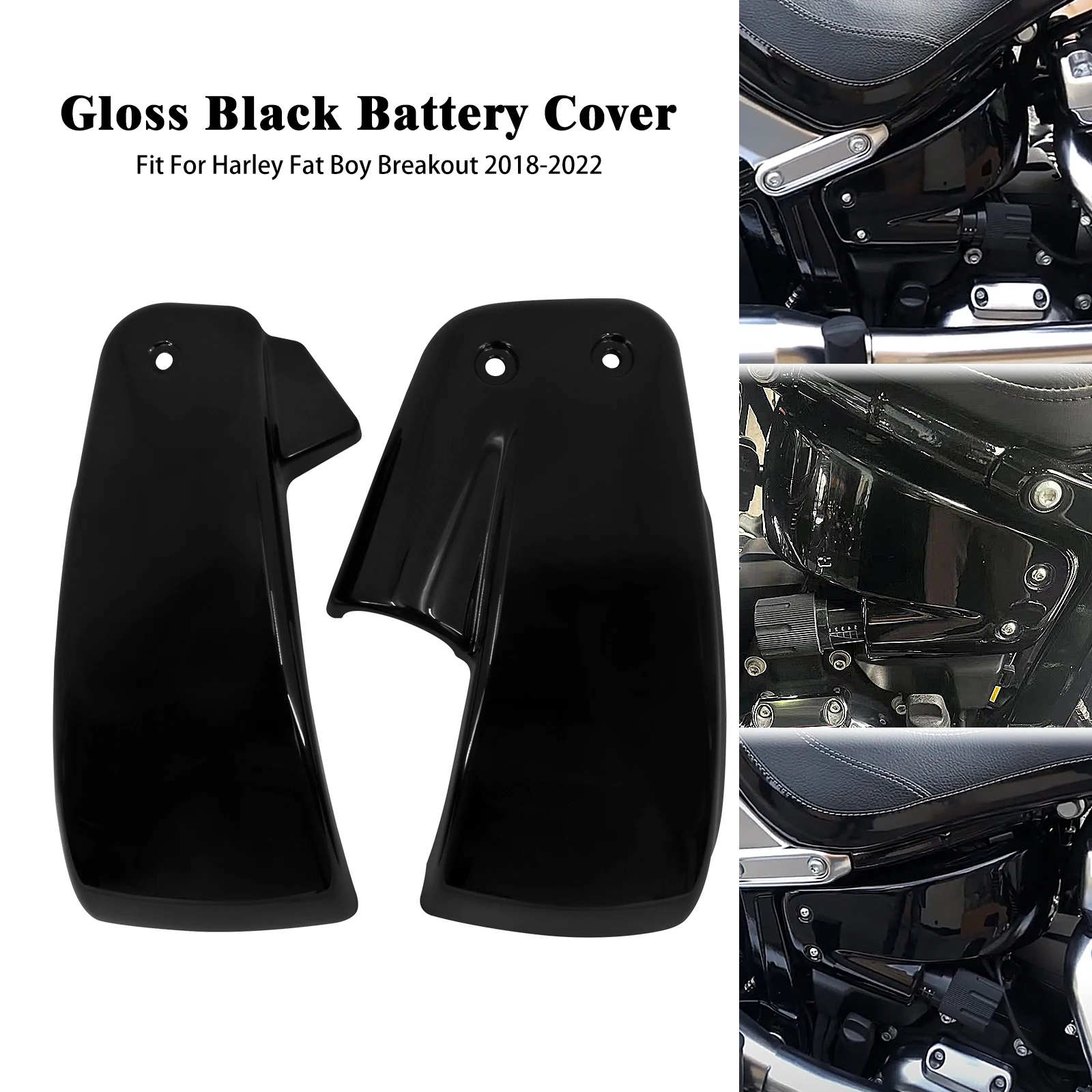 2xMotorcycle Gloss Black Battery Side Fairing Cover For Harley Softail M8 Breakout Fat Boy Bob FXBR FLFB FXFB 2018-2022 2021