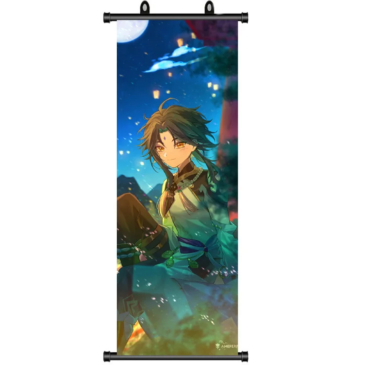 Anime Xiao Genshin Impact Spel Stof Muur Scroll Home Decor Anime Poster Geschenken 30*45Cm