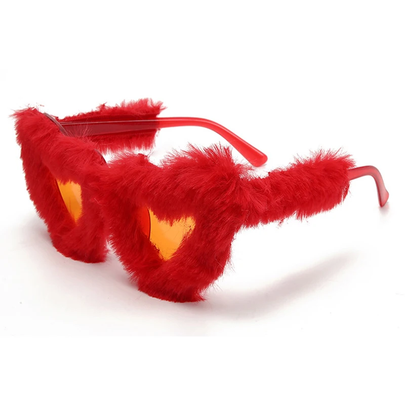 Novo y2k na moda em forma de coração óculos de sol das mulheres dos homens macio fofo amor coração decoração de pelúcia óculos de sol novidade festa cosplay eyewears