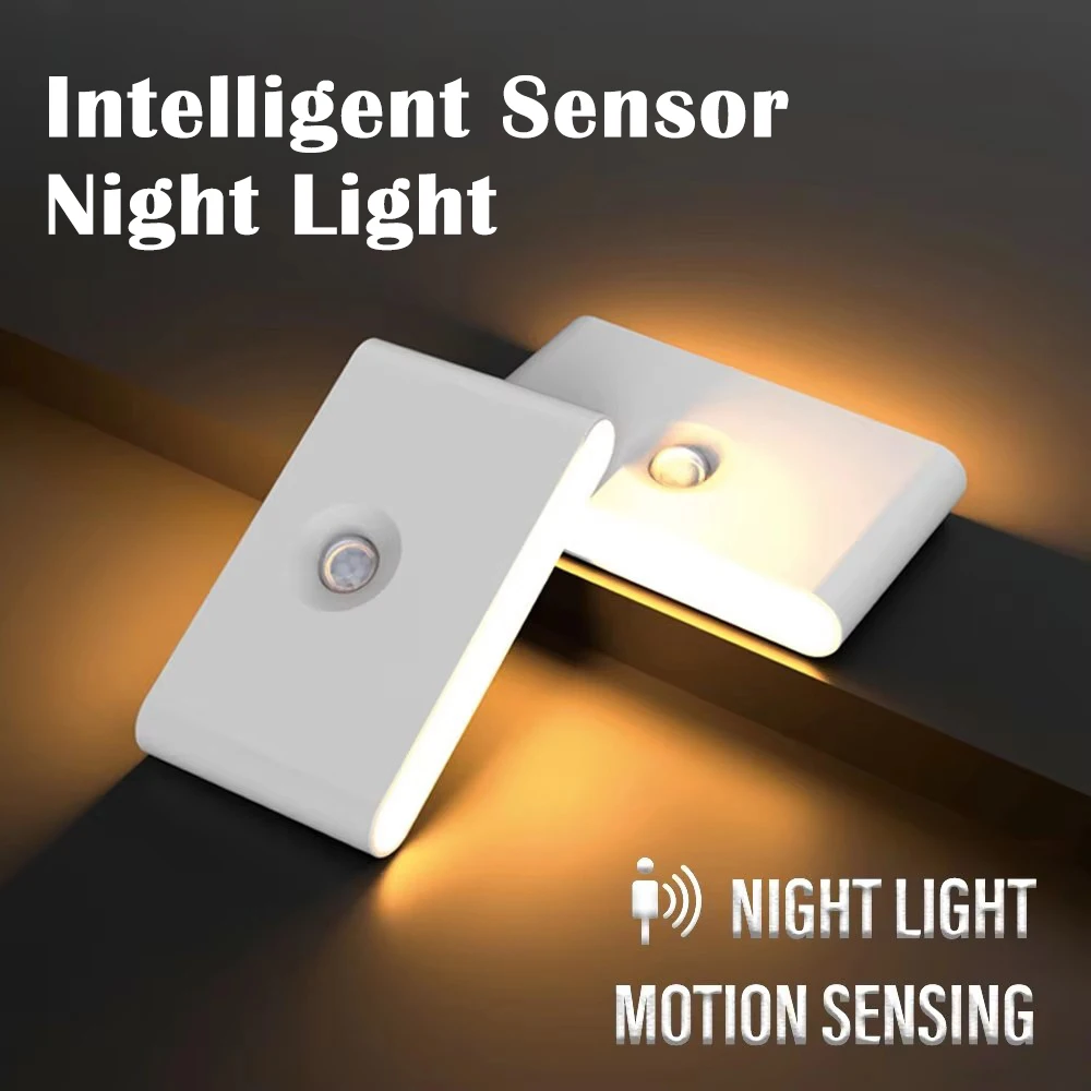 

1-4PCs LED Induction Night Light USB Charging Wireless Lamp With Motion Sensor Light Bedroom Bathroom Corridor Cabinet Wall Lamp