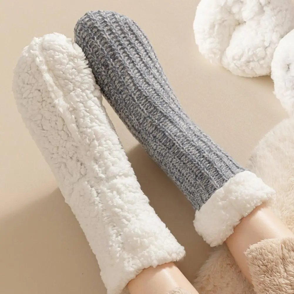 2026 الجوارب تنفس الجوارب الصوف مبطن طاقم الجوارب النعال الدافئة مع عدم الانزلاق السيطرة سميكة غامض المرأة الشتاء الطابق جورب #5