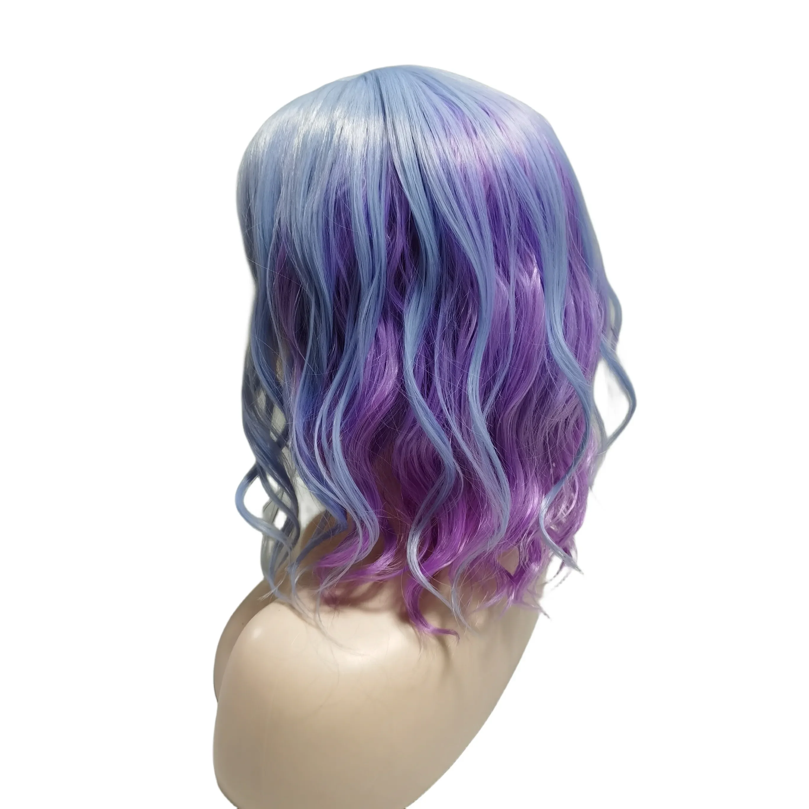 Cosplay Halloween Costume model Curly wig Perfect combination Purple and Light blue