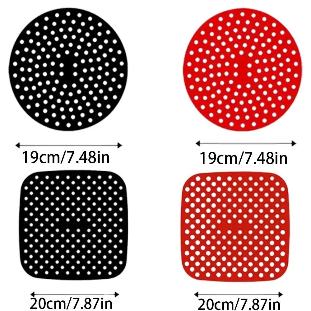 4PCS Silicone Air Fryer Liner Mat Non-stick Perforated Baking Multi-Specification Mat Accessories Bakeware Silica Gel Mat