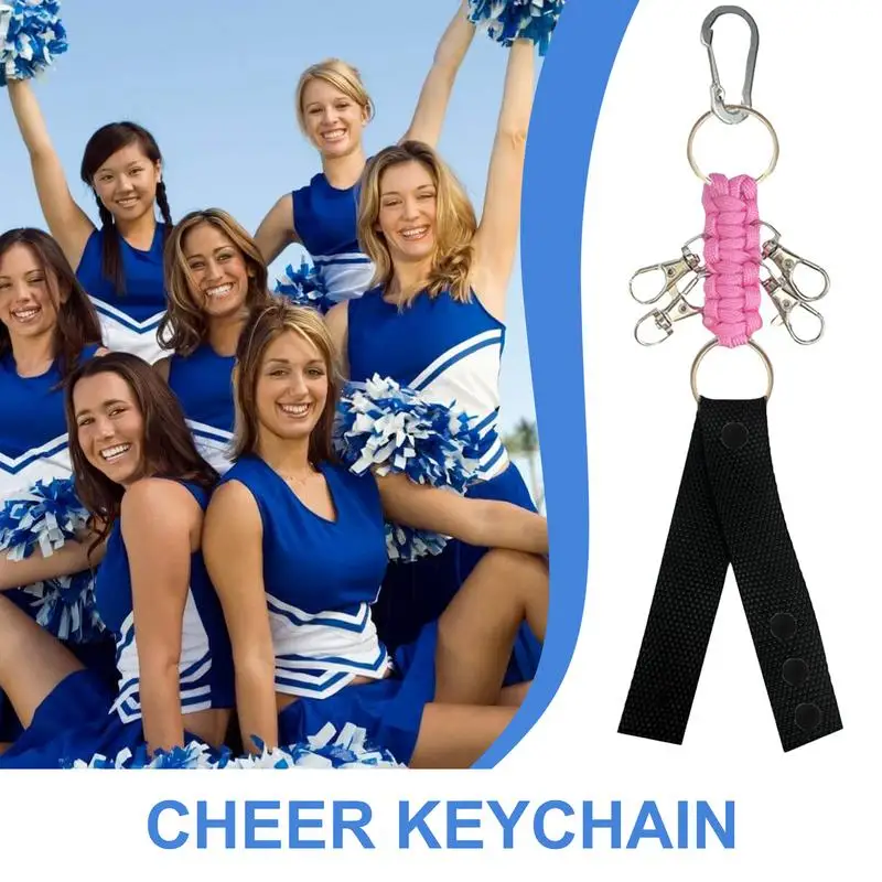 Pom Poms Holder For Cheerleader Sturdy Adjustable Key Chains Cheerleading Keychain Backpack Straps For Cheerleader Color Balls