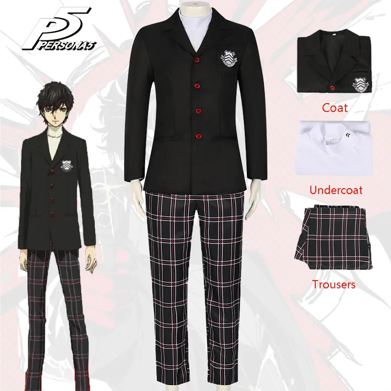 Persona 5 Cosplay masculino, Amamiya Ren, uniforme escolar, roupas unissex, festa de Halloween, conjunto completo, roupas de carnaval, adulto