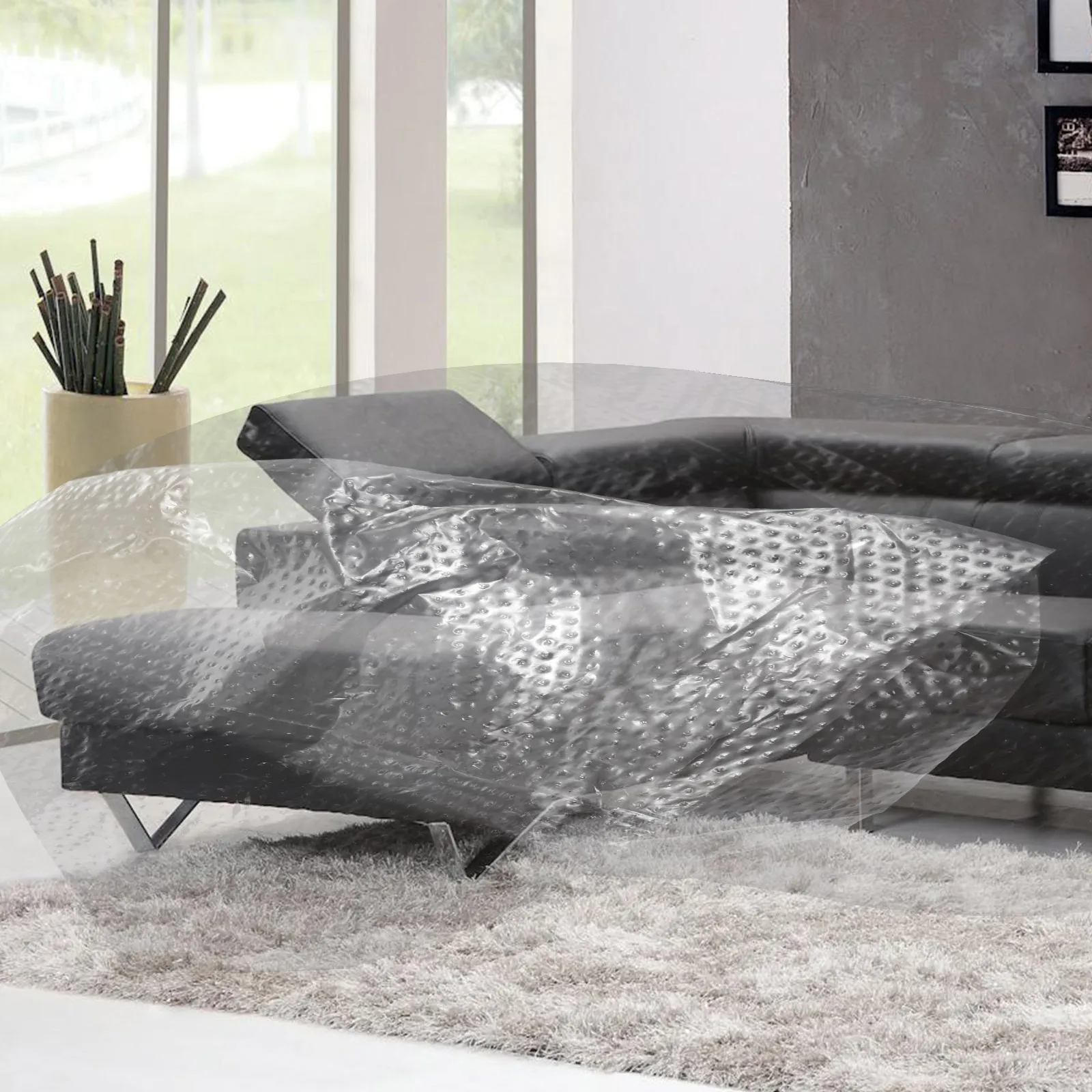 

3 Rolls Dust Protective Film Cover Peel Pre-Taped Masking Adhesive Automotive Painters Protection Fabric Wardrobe Sofa Membrane