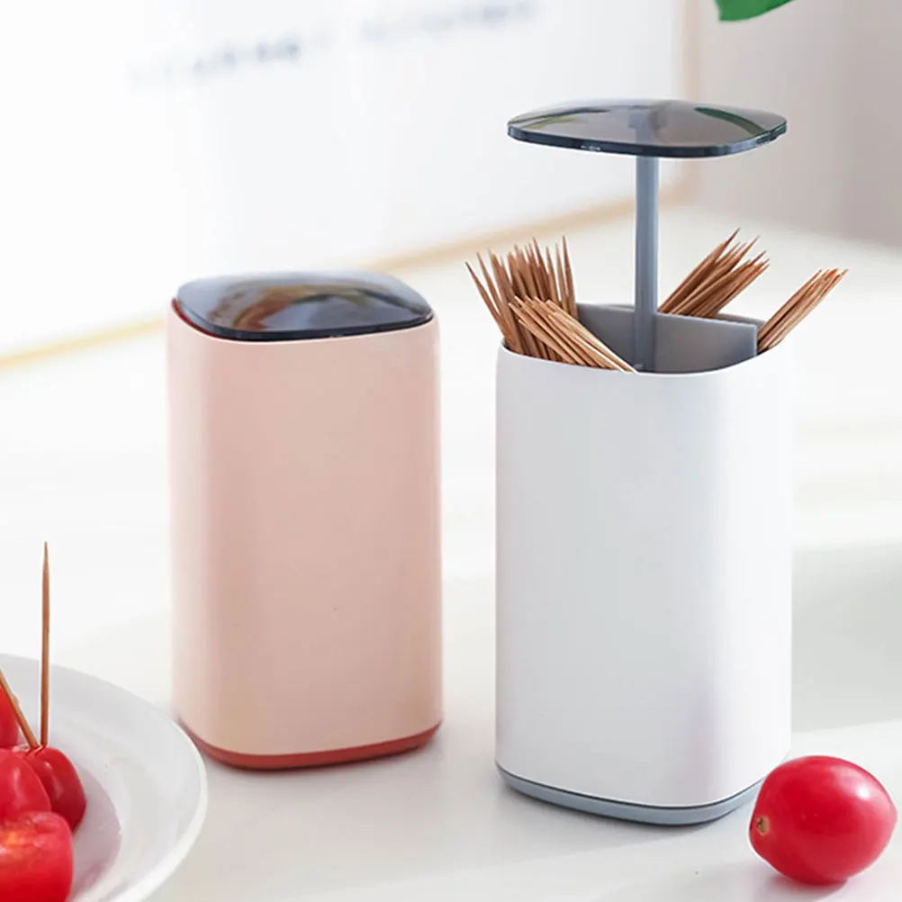 

2Pcs Toothpick Holder Cotton Swab Storage Box Plastic Case Resistant Kitchen Restaurant Hotel Canteen Gift Toothpick