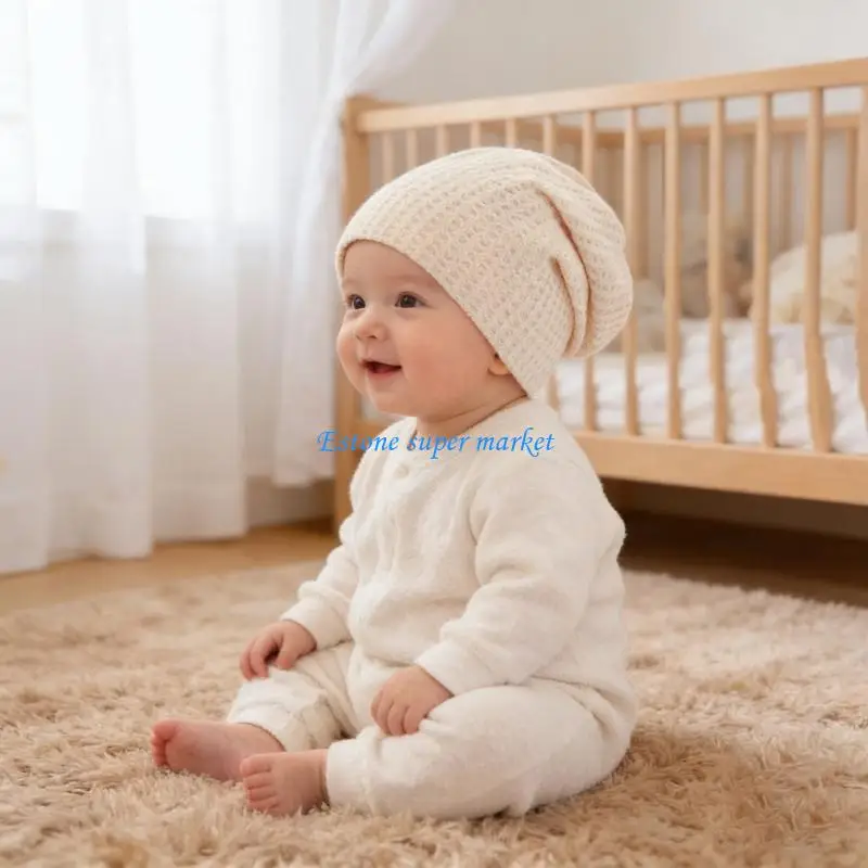 090B تنفس الطفل أغطية الرأس مرونة القطن قبعة للرضاعة مستشفى قبعة لحديثي الولادة الرضع سن 0 إلى 6 أشهر