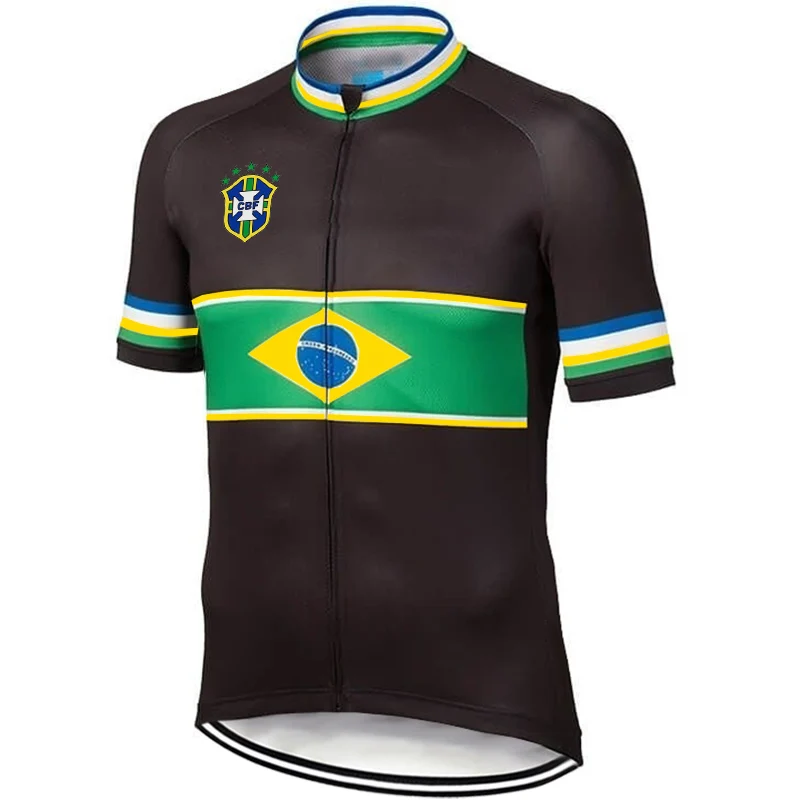 Jersey bersepeda tim Pro Brasil, lengan pendek, sepeda jalan, pakaian hitam, sepeda, sweter Motocross, pakaian jaket, atasan olahraga