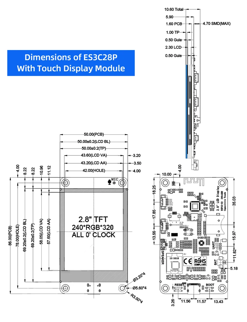 ESP32-S3 Entwicklungsboard mit 2,8 Zoll IPS Touchdisplay für Arduino LVGL GUI, unterstützt WiFi, BT, Xiaozhi AI, Roboter-Chat, Deepseek – Detail 18