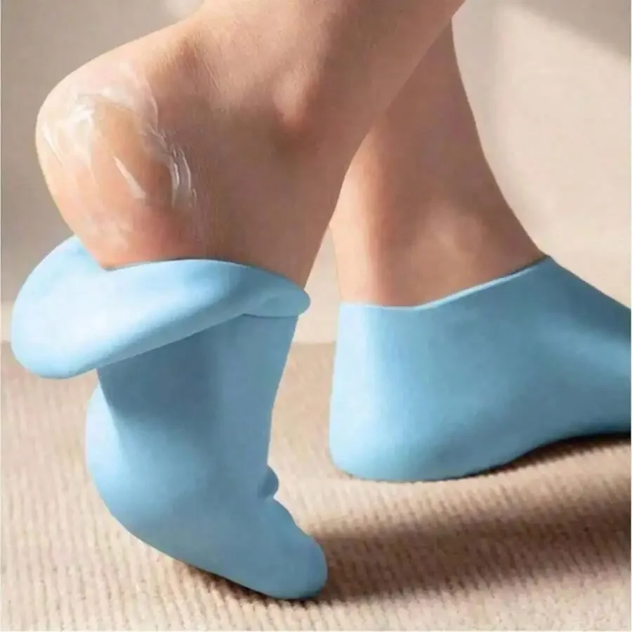 

1 Pair Of Silicone Moisturizing Socks - High Elastic Aloe Soothing Anti Slip Gel Heel, Night Home Foot Care, Softening