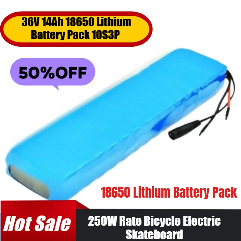 

36V 14Ah 18650 Lithium Battery Pack 10S3P 250W Rate Bicycle Electric Skateboard