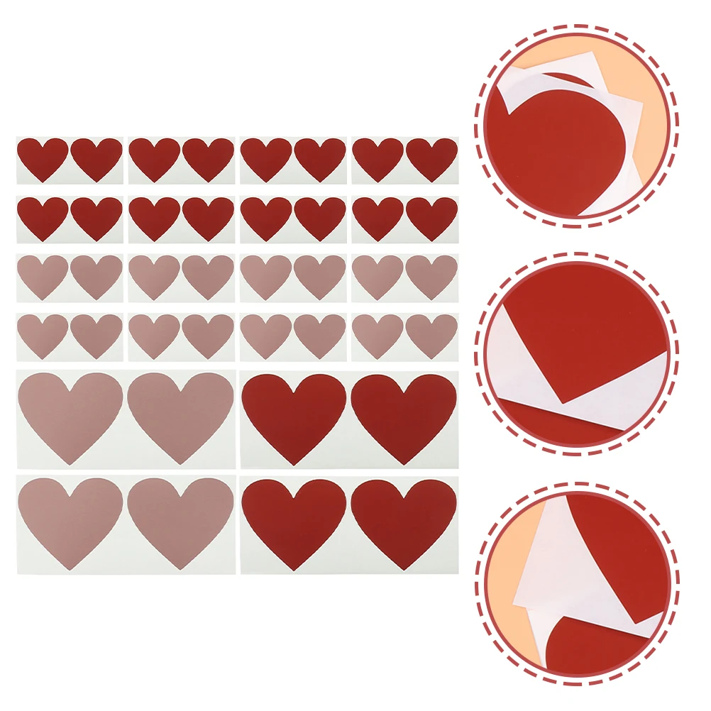 

40 Pcs Heart Sticker Chic Stickers Paper Valentine's Day DIY Scratch Labels