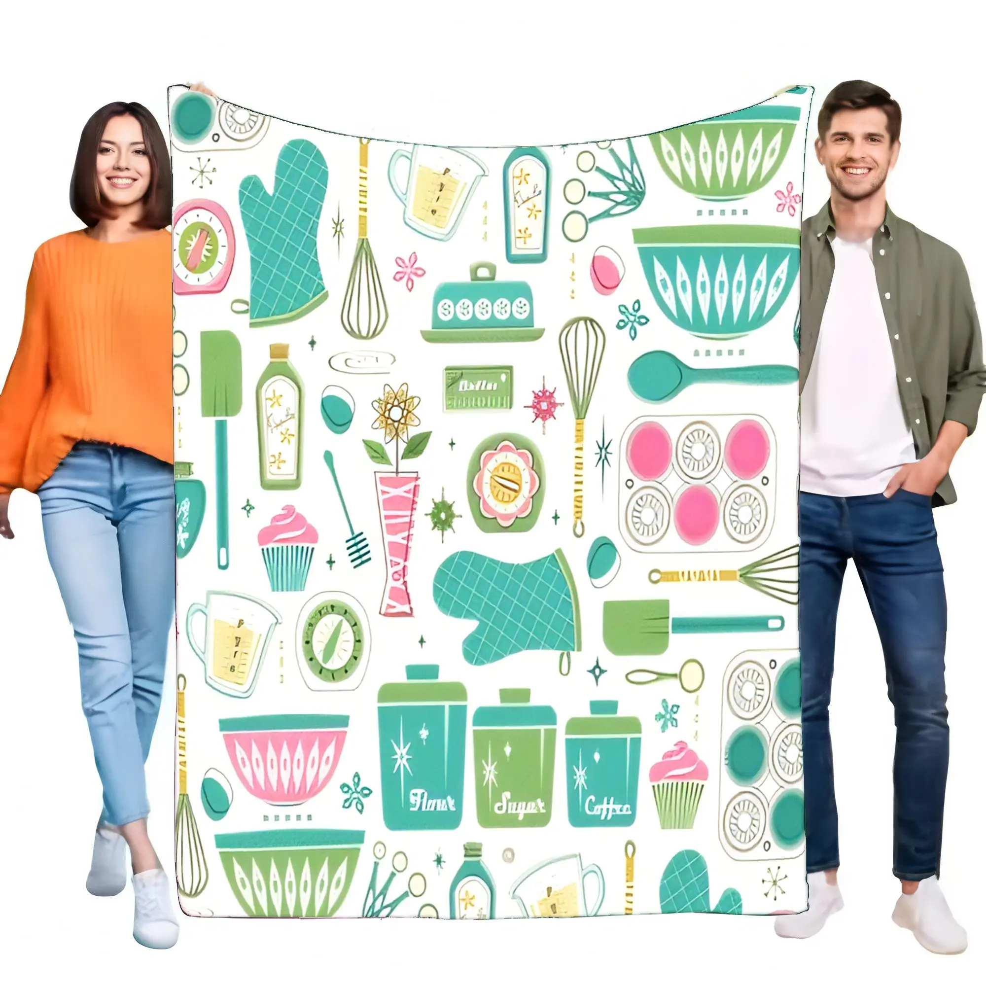 Kitchen Utensils Pattern Blanket Cozy Soft Throw for Home Decor Lightweight, Perfect for Sofa, Bed, and Camping, Ideal Birthday