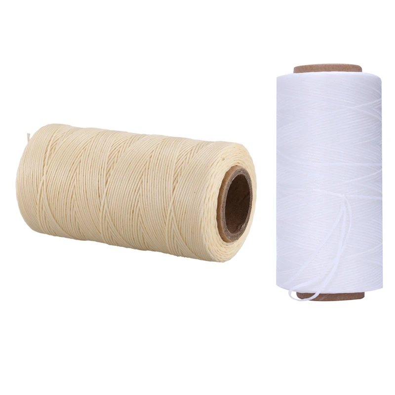 LUDA 2X 260M 150D 1MM Leather Sewing Waxed Wax Thread Hand Needle Cord Craft DIY New Color:White & Cream-Coloured