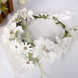 Simple Handmade Flower Wreaths Fairy Princess Bridal Hairband Girls Beach Wreath 9 Colors Sweet Flower Headbands Hair Jewelry