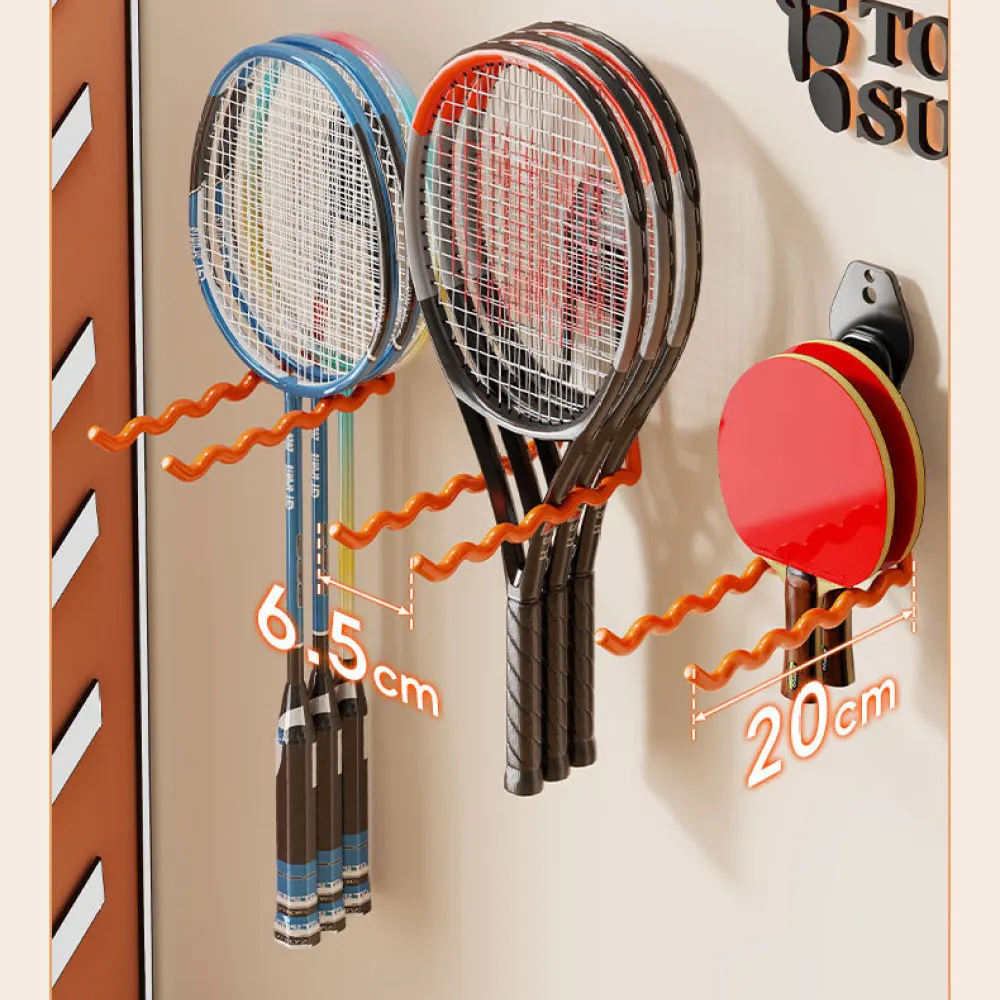 Wall Mounted Tennis Paddle Display Shelf Badminton Racket Storage Organizer Rack Easy Setup Sports Gear Management Syste