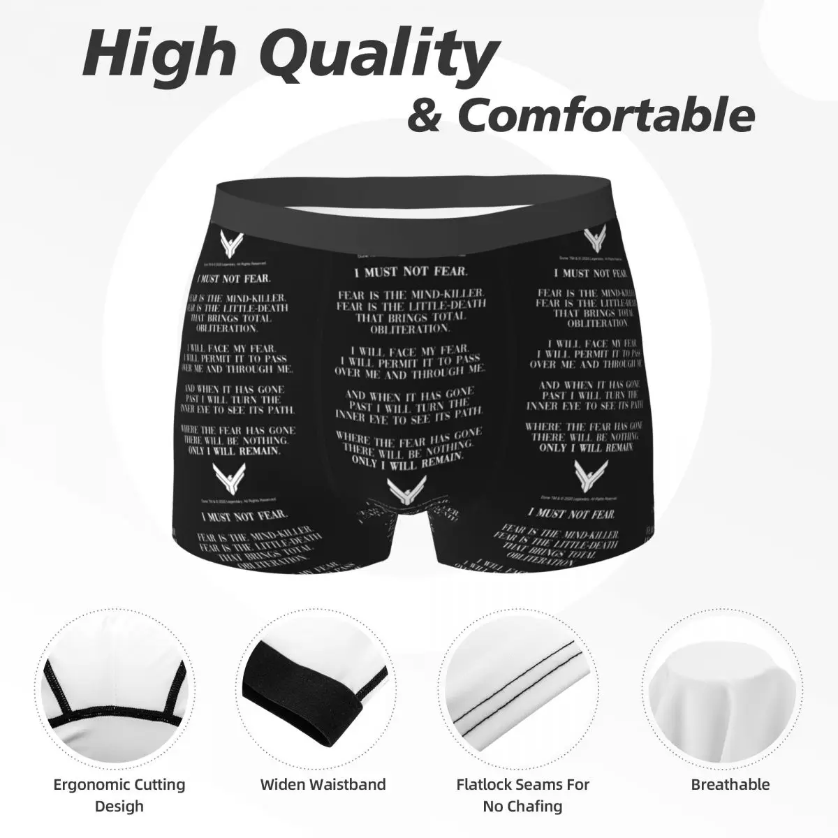 Calzoncillos Boxer, pantalones cortos Litany Against Fear Dune 2020, bragas con cita, ropa interior ventilada para hombre, regalo para novio