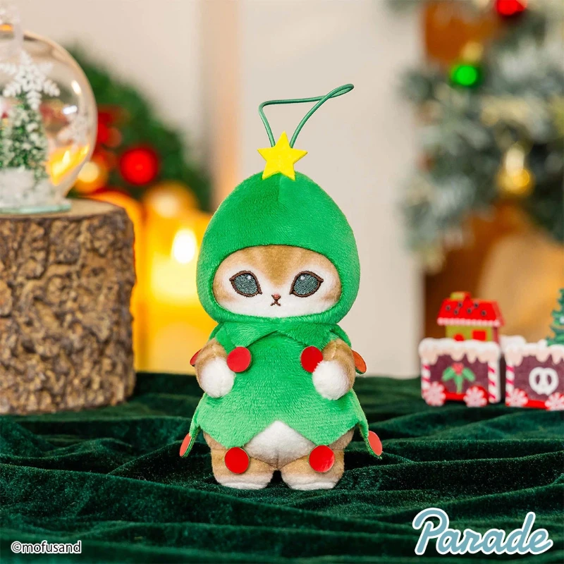 Mofusand – poupée en peluche série animaux à longue queue de noël, chat requin Kawaii, poupée douce, jouet en peluche d'anniversaire, cadeau de noël pour enfants